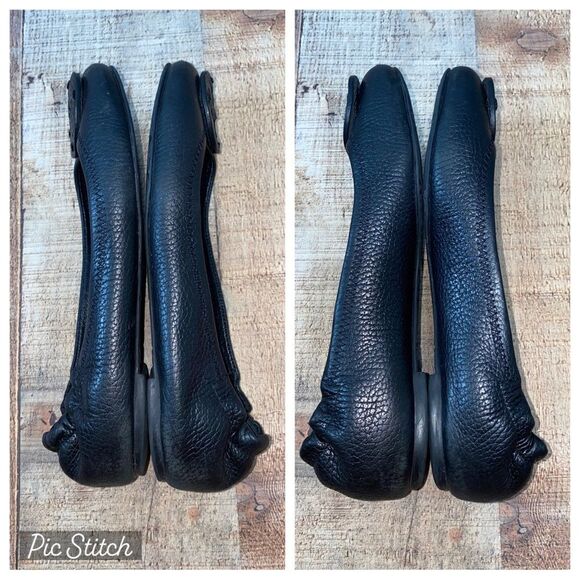 Tory Burch Reva Pebbled Black Leather Ballet Flats - Picture 8 of 11